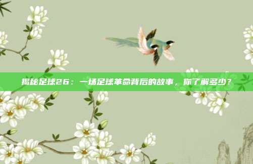 揭秘足球26：一场足球革命背后的故事，你了解多少？