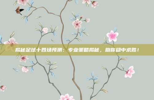 揭秘足球十四场预测：专业策略揭秘，助你稳中求胜！