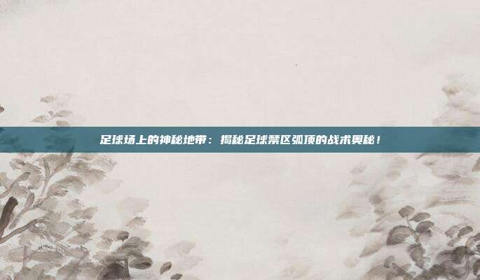 足球场上的神秘地带：揭秘足球禁区弧顶的战术奥秘！
