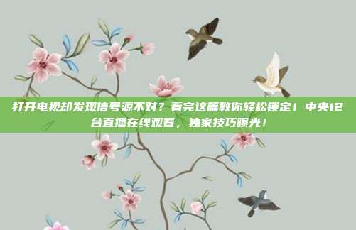打开电视却发现信号源不对？看完这篇教你轻松锁定！中央12台直播在线观看，独家技巧曝光！
