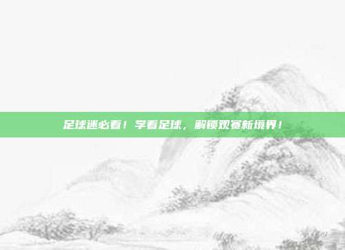 足球迷必看！学看足球，解锁观赛新境界！