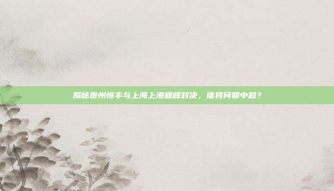 揭秘贵州恒丰与上海上港巅峰对决，谁将问鼎中超？