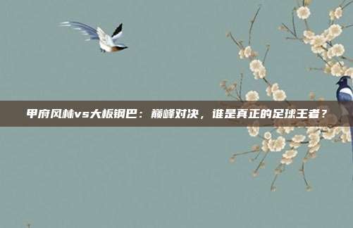 甲府风林vs大板钢巴：巅峰对决，谁是真正的足球王者？