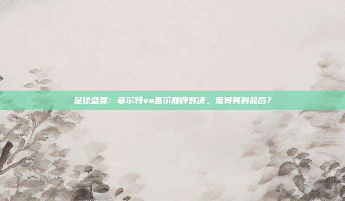 足球盛宴：菲尔特vs基尔巅峰对决，谁将笑到最后？