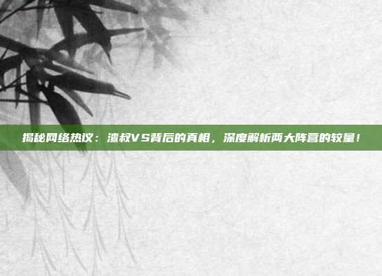 揭秘网络热议：渣叔VS背后的真相，深度解析两大阵营的较量！