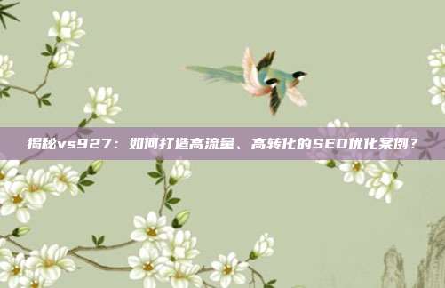 揭秘vs927：如何打造高流量、高转化的SEO优化案例？