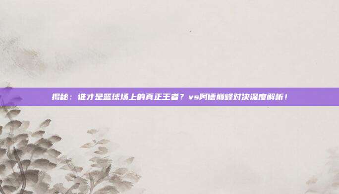 揭秘:谁才是篮球场上的真正王者?vs阿德巅峰对决深度解析!