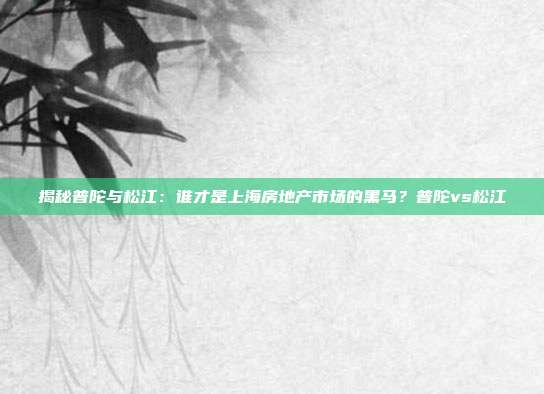 揭秘普陀与松江:谁才是上海房地产市场的黑马?普陀vs松江
