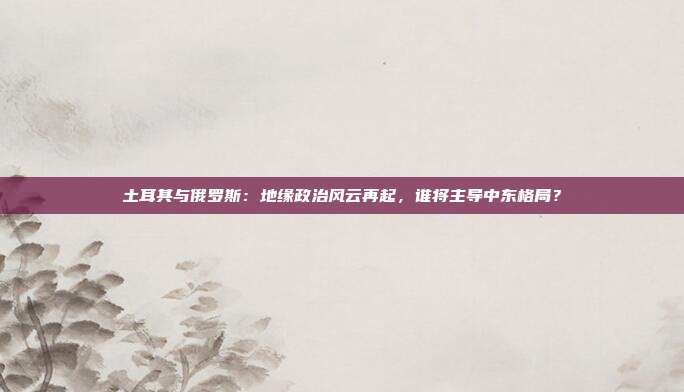 土耳其与俄罗斯:地缘政治风云再起,谁将主导中东格局?