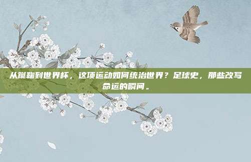 从蹴鞠到世界杯，这项运动如何统治世界？足球史，那些改写命运的瞬间。