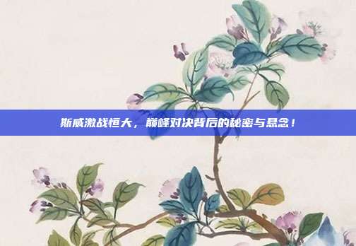 斯威激战恒大，巅峰对决背后的秘密与悬念！