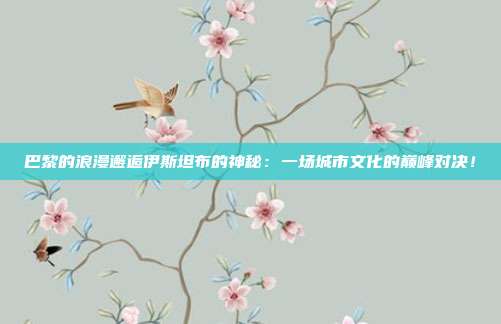 巴黎的浪漫邂逅伊斯坦布的神秘:一场城市文化的巅峰对决!