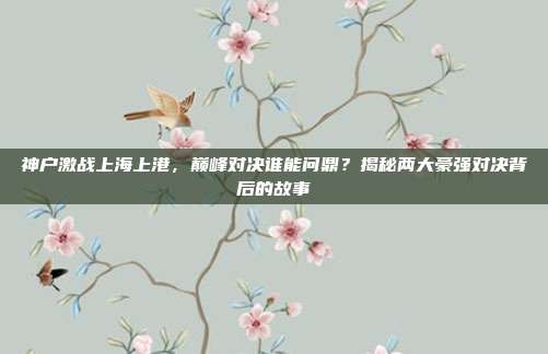 神户激战上海上港，巅峰对决谁能问鼎？揭秘两大豪强对决背后的故事