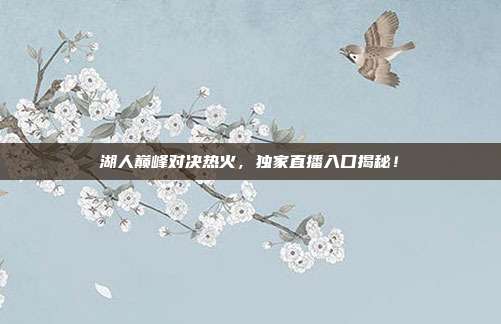 湖人巅峰对决热火,独家直播入口揭秘!