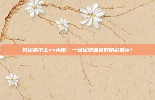 揭秘威尔士vs美国：一场足球盛宴的精彩推荐！