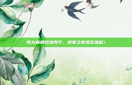 恒大巅峰对决苏宁,决赛之夜悬念迭起!