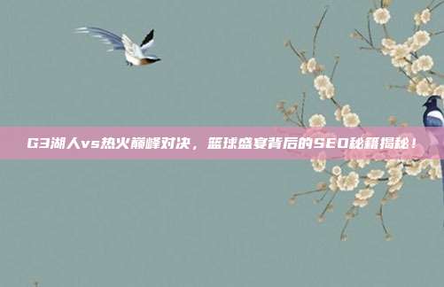 G3湖人vs热火巅峰对决，篮球盛宴背后的SEO秘籍揭秘！