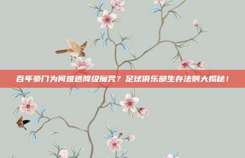 百年豪门为何难逃降级魔咒？足球俱乐部生存法则大揭秘！