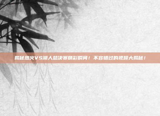 揭秘热火VS湖人总决赛精彩瞬间!不容错过的视频大揭秘!