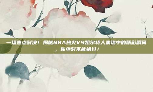 一场焦点对决！揭秘NBA热火VS凯尔特人集锦中的精彩瞬间，你绝对不能错过！