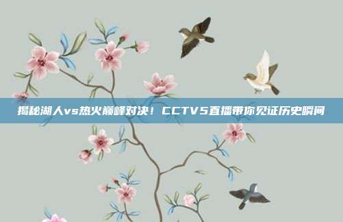 揭秘湖人vs热火巅峰对决！CCTV5直播带你见证历史瞬间