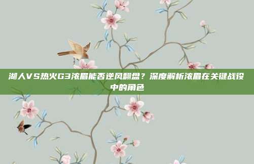 湖人VS热火G3浓眉能否逆风翻盘?深度解析浓眉在关键战役中的角色
