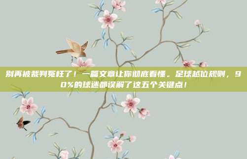 别再被裁判冤枉了！一篇文章让你彻底看懂。足球越位规则，90%的球迷都误解了这五个关键点！