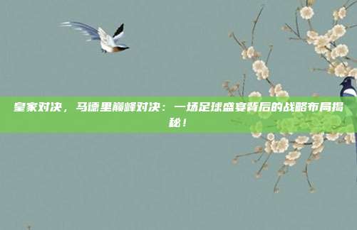 皇家对决,马德里巅峰对决:一场足球盛宴背后的战略布局揭秘!