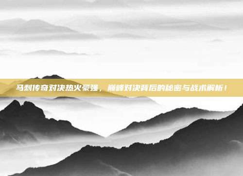 马刺传奇对决热火豪强,巅峰对决背后的秘密与战术解析!
