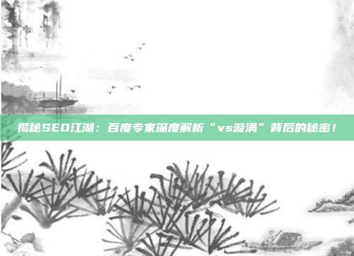 揭秘SEO江湖：百度专家深度解析“vs漩涡”背后的秘密！