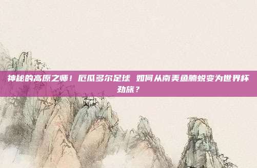 神秘的高原之师！厄瓜多尔足球 如何从南美鱼腩蜕变为世界杯劲旅？