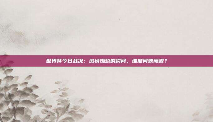 世界杯今日战况:激情燃烧的瞬间,谁能问鼎巅峰?