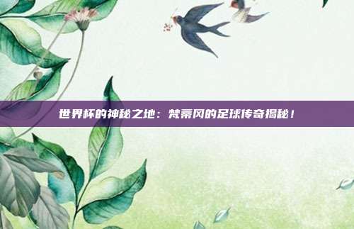世界杯的神秘之地：梵蒂冈的足球传奇揭秘！