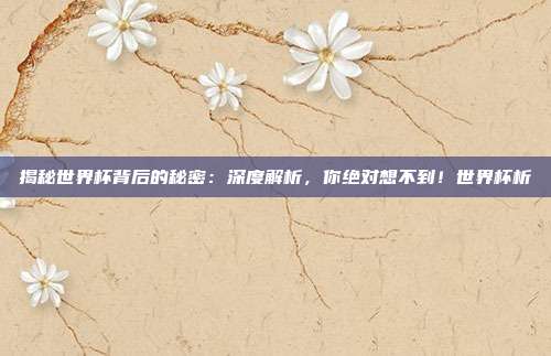 揭秘世界杯背后的秘密：深度解析，你绝对想不到！世界杯析
