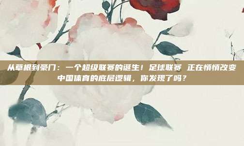 从草根到豪门：一个超级联赛的诞生！足球联赛 正在悄悄改变中国体育的底层逻辑，你发现了吗？