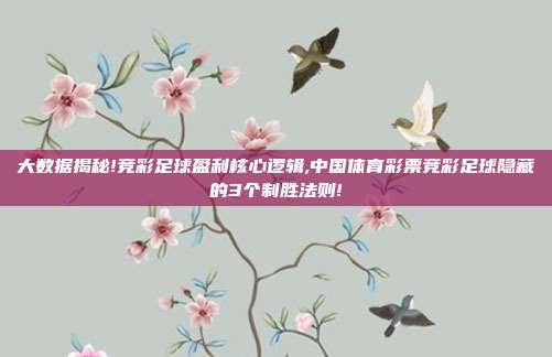 大数据揭秘!竞彩足球盈利核心逻辑,中国体育彩票竞彩足球隐藏的3个制胜法则!