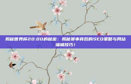 揭秘世界杯20:00的秘密:揭秘赛事背后的SEO策略与网站编辑技巧!
