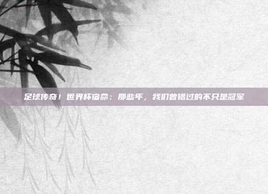 足球传奇！世界杯宿命：那些年，我们曾错过的不只是冠军