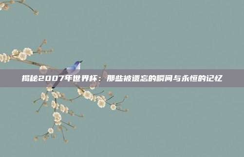 揭秘2007年世界杯:那些被遗忘的瞬间与永恒的记忆