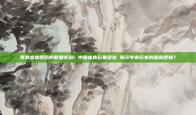 竞猜盛宴背后的数据密码! 中国体育彩票足球 揭示专业玩家的盈利逻辑？