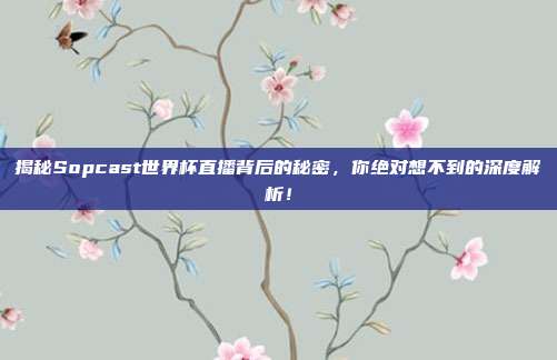 揭秘Sopcast世界杯直播背后的秘密，你绝对想不到的深度解析！
