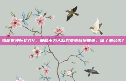 揭秘世界杯0714:那些不为人知的赛事背后故事,你了解多少?