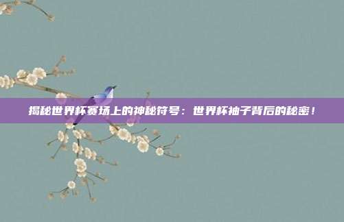 揭秘世界杯赛场上的神秘符号：世界杯袖子背后的秘密！