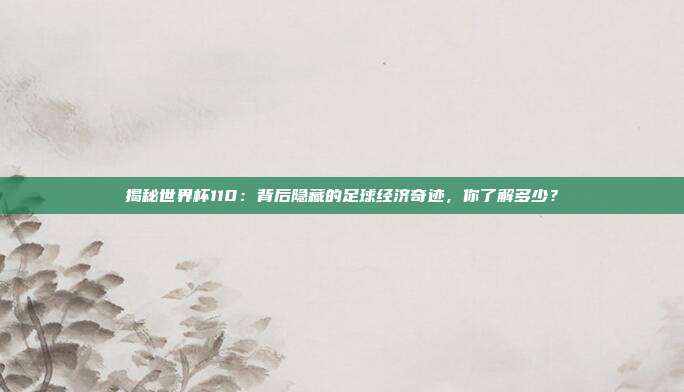 揭秘世界杯110:背后隐藏的足球经济奇迹,你了解多少?