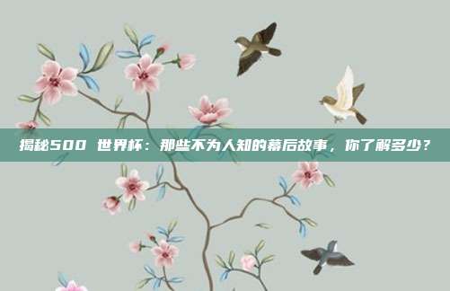 揭秘500 世界杯：那些不为人知的幕后故事，你了解多少？