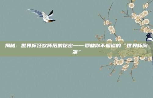 揭秘：世界杯狂欢背后的秘密——那些你不知道的“世界杯胸罩”