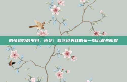 激情燃烧的岁月,再见!想念世界杯的每一刻心跳与辉煌