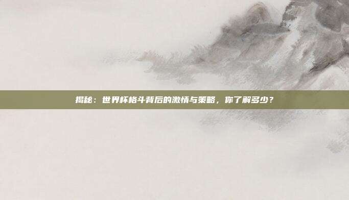 揭秘：世界杯格斗背后的激情与策略，你了解多少？