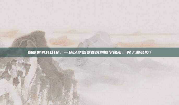 揭秘世界杯019：一场足球盛宴背后的数字秘密，你了解多少？