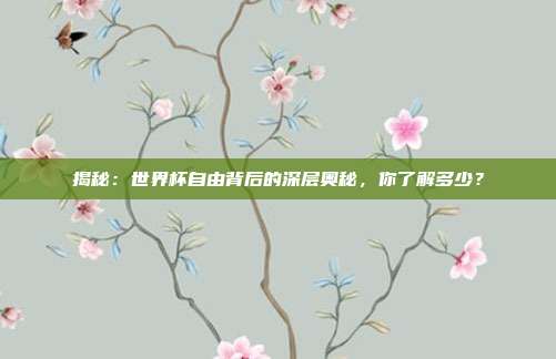 揭秘:世界杯自由背后的深层奥秘,你了解多少?